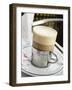 Latte Macchiato on Table in Cafe-null-Framed Photographic Print