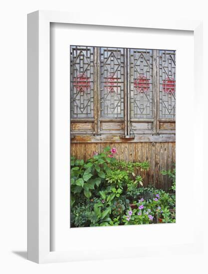 Latticed windows of an old house on Ziyang street in the old town, Linhai, Zhejiang Province, China-Keren Su-Framed Photographic Print