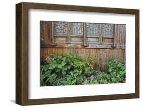 Latticed windows of an old house on Ziyang street in the old town, Linhai, Zhejiang Province, China-Keren Su-Framed Photographic Print