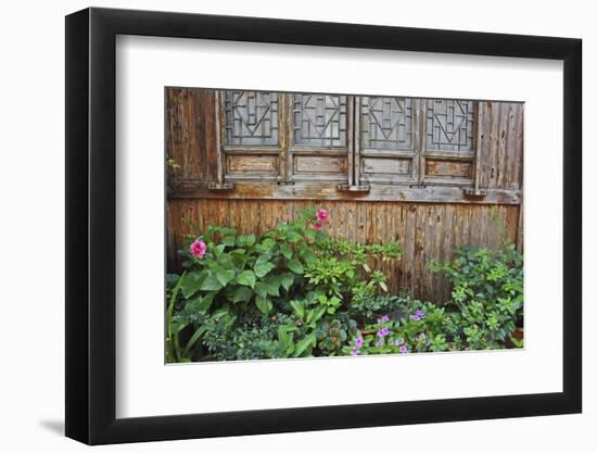 Latticed windows of an old house on Ziyang street in the old town, Linhai, Zhejiang Province, China-Keren Su-Framed Photographic Print