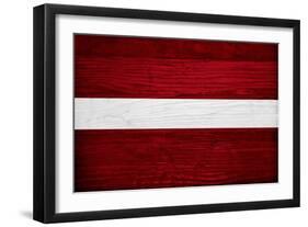 Latvia Flag Design with Wood Patterning - Flags of the World Series-Philippe Hugonnard-Framed Art Print