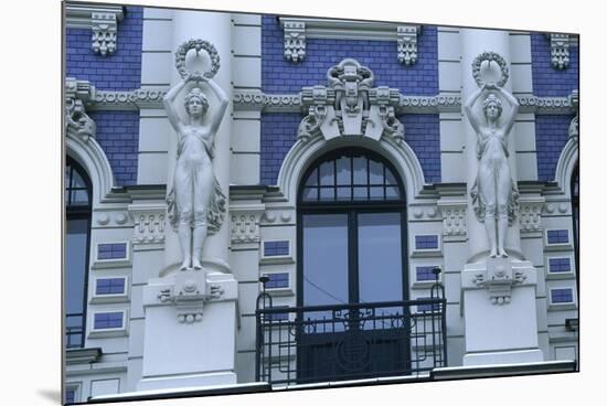 Latvia, Riga, Historic Centre, Art Nouveau Building at 4, Strelnieku Iela, Detail of Architecture-null-Mounted Giclee Print