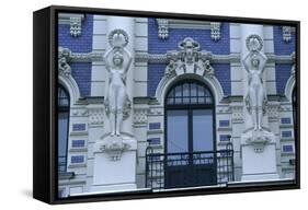 Latvia, Riga, Historic Centre, Art Nouveau Building at 4, Strelnieku Iela, Detail of Architecture-null-Framed Stretched Canvas