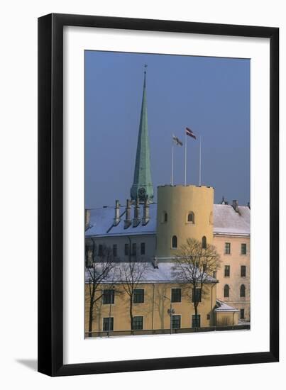 Latvia, Riga, Historic Centre, Castle, Rigas Pils, with Spire of St. James Cathedral-null-Framed Giclee Print