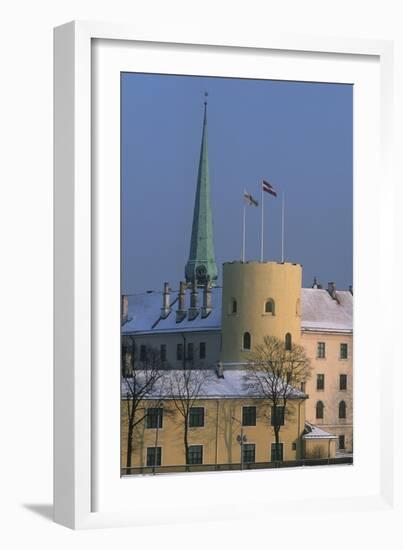 Latvia, Riga, Historic Centre, Castle, Rigas Pils, with Spire of St. James Cathedral-null-Framed Giclee Print