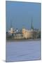 Latvia, Riga Historic Centre, Rigas Pils as Seen from Vansu Bridge with Spire of St James Cathedral-null-Mounted Giclee Print