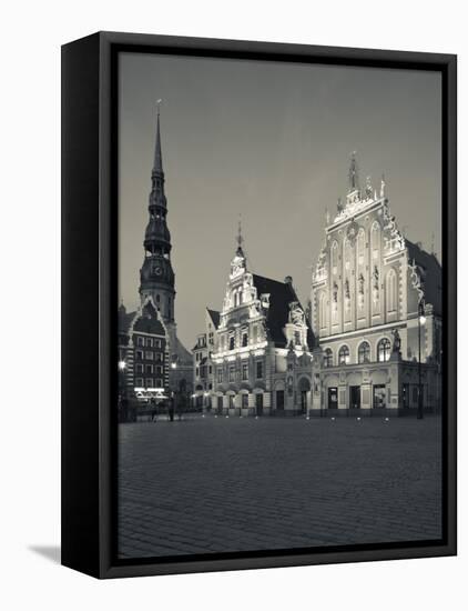 Latvia, Riga, Old Riga, Blackheads' House, B;1344, Exterior and St; Peter's Lutheran Church-Walter Bibikow-Framed Stretched Canvas