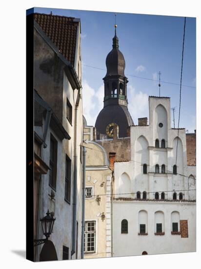 Latvia, Riga, Old Riga, Three Brothers Houses, Oldest in City-Walter Bibikow-Stretched Canvas