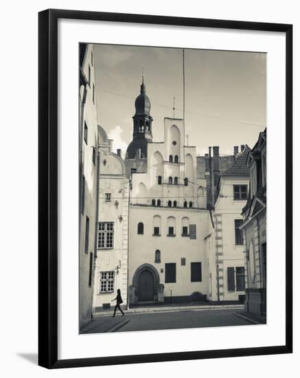Latvia, Riga, Old Riga, Three Brothers Houses, Oldest in City-Walter Bibikow-Framed Photographic Print