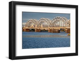 Latvia, Riga. the Top View on National Library and the Railway Bridge-perszing1982-Framed Photographic Print