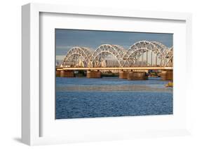 Latvia, Riga. the Top View on National Library and the Railway Bridge-perszing1982-Framed Photographic Print