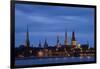 Latvia, Riga, Western Daugava River and Spires of Old Town, Illuminated at Night-null-Framed Giclee Print