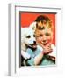 Laughing Boy with Sandwich and Puppy-Norman Rockwell-Framed Giclee Print