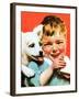 Laughing Boy with Sandwich and Puppy-Norman Rockwell-Framed Giclee Print