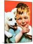 Laughing Boy with Sandwich and Puppy-Norman Rockwell-Mounted Giclee Print