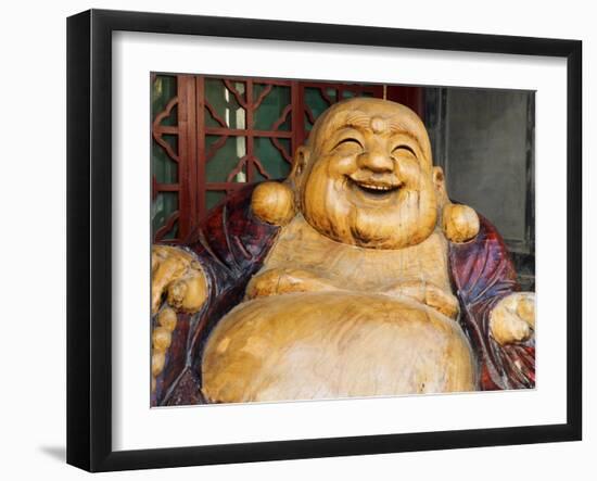 Laughing Buddha, Tanzhe Temple, Beijing, China, Asia-Jochen Schlenker-Framed Premium Photographic Print