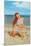Laughing Redhead on Beach-null-Mounted Art Print