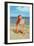 Laughing Redhead on Beach-null-Framed Art Print