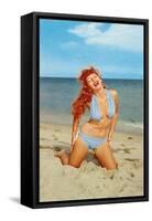 Laughing Redhead on Beach-null-Framed Stretched Canvas