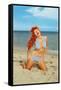 Laughing Redhead on Beach-null-Framed Stretched Canvas