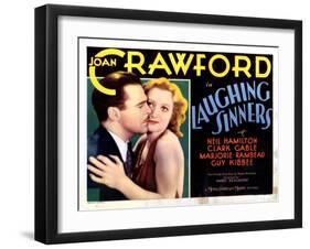 Laughing Sinners, from Left, Neil Hamilton, Joan Crawford, 1931-null-Framed Art Print