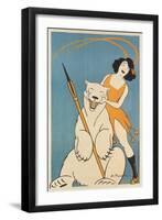 Laughing Woman and Polar Bear-null-Framed Art Print