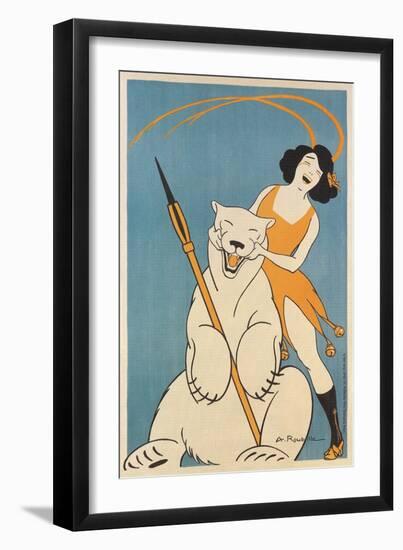 Laughing Woman and Polar Bear-null-Framed Art Print