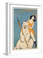 Laughing Woman and Polar Bear-null-Framed Art Print