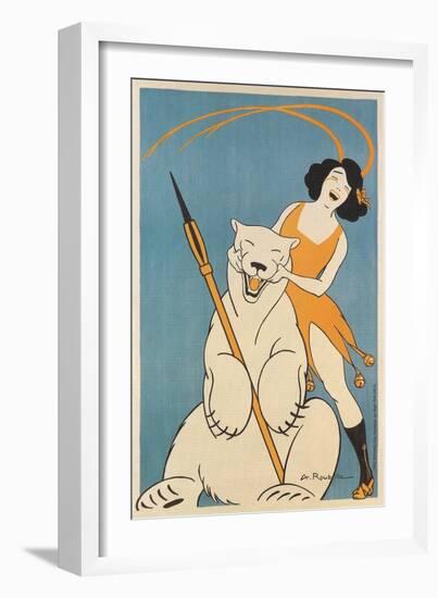 Laughing Woman and Polar Bear-null-Framed Art Print