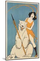 Laughing Woman and Polar Bear-null-Mounted Art Print