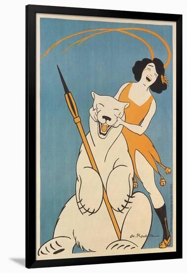 Laughing Woman and Polar Bear-null-Framed Art Print