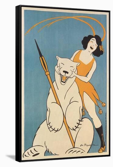 Laughing Woman and Polar Bear-null-Framed Stretched Canvas