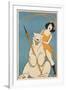 Laughing Woman and Polar Bear-null-Framed Art Print