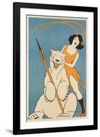 Laughing Woman and Polar Bear-null-Framed Art Print