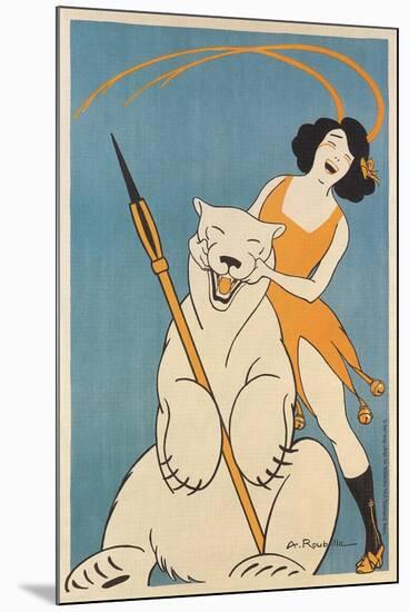 Laughing Woman and Polar Bear-null-Mounted Art Print