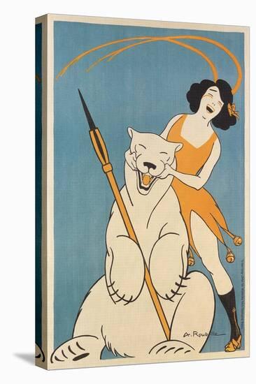 Laughing Woman and Polar Bear-null-Stretched Canvas