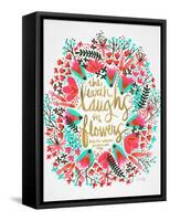 Laughs i Flowers ? Pink Palette-Coquillette Cat-Framed Stretched Canvas