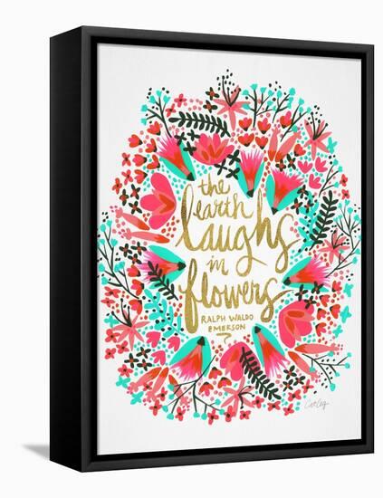 Laughs i Flowers ? Pink Palette-Coquillette Cat-Framed Stretched Canvas
