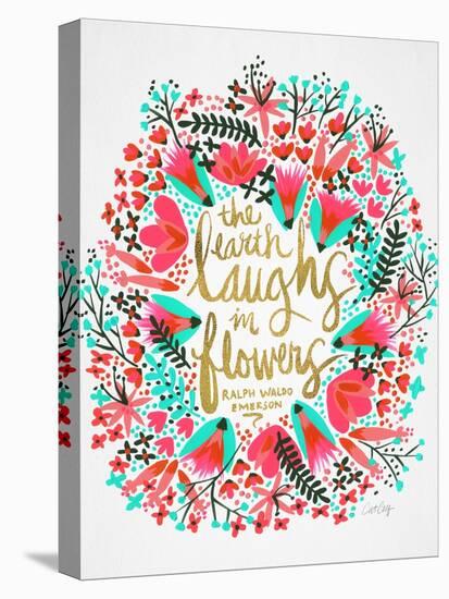 Laughs i Flowers ? Pink Palette-Coquillette Cat-Stretched Canvas