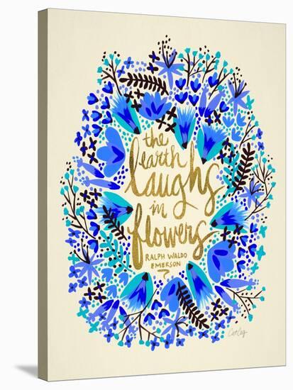 Laughs in Flowers ? Blue and Gold Palette-Cat Coquillette-Stretched Canvas