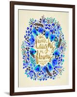 Laughs in Flowers ? Blue and Gold Palette-Cat Coquillette-Framed Art Print