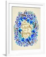 Laughs in Flowers ? Blue and Gold Palette-Cat Coquillette-Framed Art Print