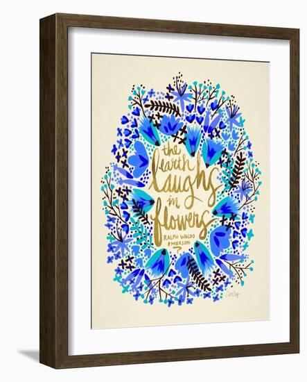 Laughs in Flowers ? Blue and Gold Palette-Cat Coquillette-Framed Art Print