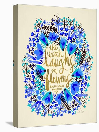 Laughs in Flowers ? Blue and Gold Palette-Cat Coquillette-Stretched Canvas