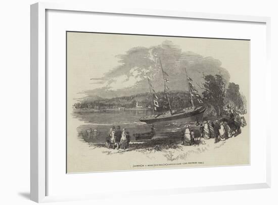 Launch of a Model Gun-Brig, in Eastwell-Park-null-Framed Giclee Print