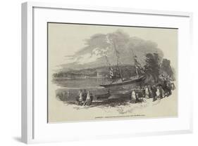 Launch of a Model Gun-Brig, in Eastwell-Park-null-Framed Giclee Print