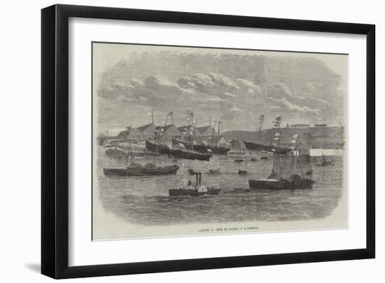 Launch of Five Steamers at Liverpool-null-Framed Giclee Print