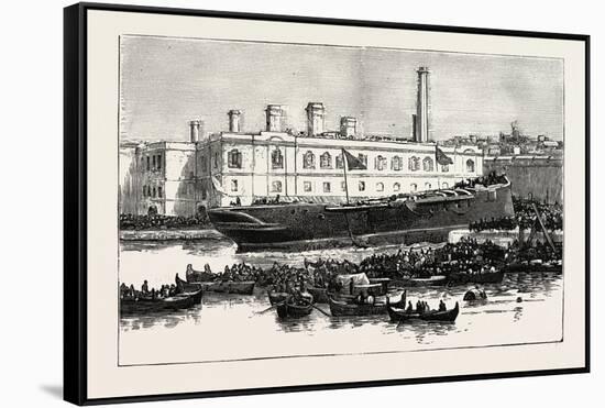Launch of H.M.S. Melita at Malta the First Ironclad Launched from the Malta Dockyard, 1888-null-Framed Stretched Canvas