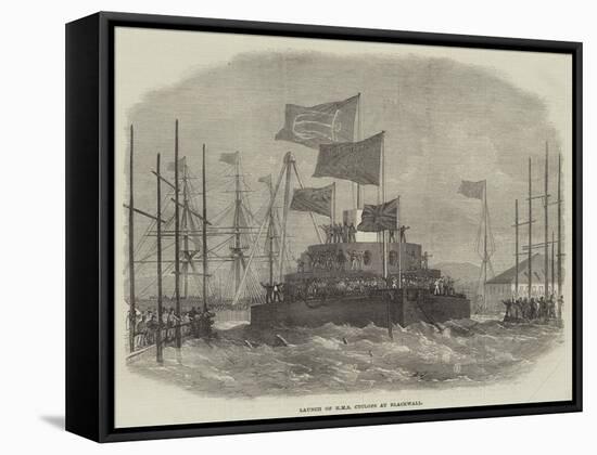 Launch of HMS Cyclops at Blackwall-Edwin Weedon-Framed Stretched Canvas