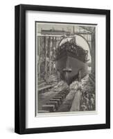 Launch of HMS Rodney at Chatham-William Heysham Overend-Framed Premium Giclee Print